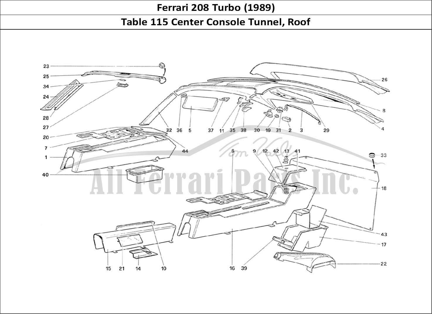 Ferrari Parts Ferrari 208 Turbo (1989) Page 115 Tunnel and Roof