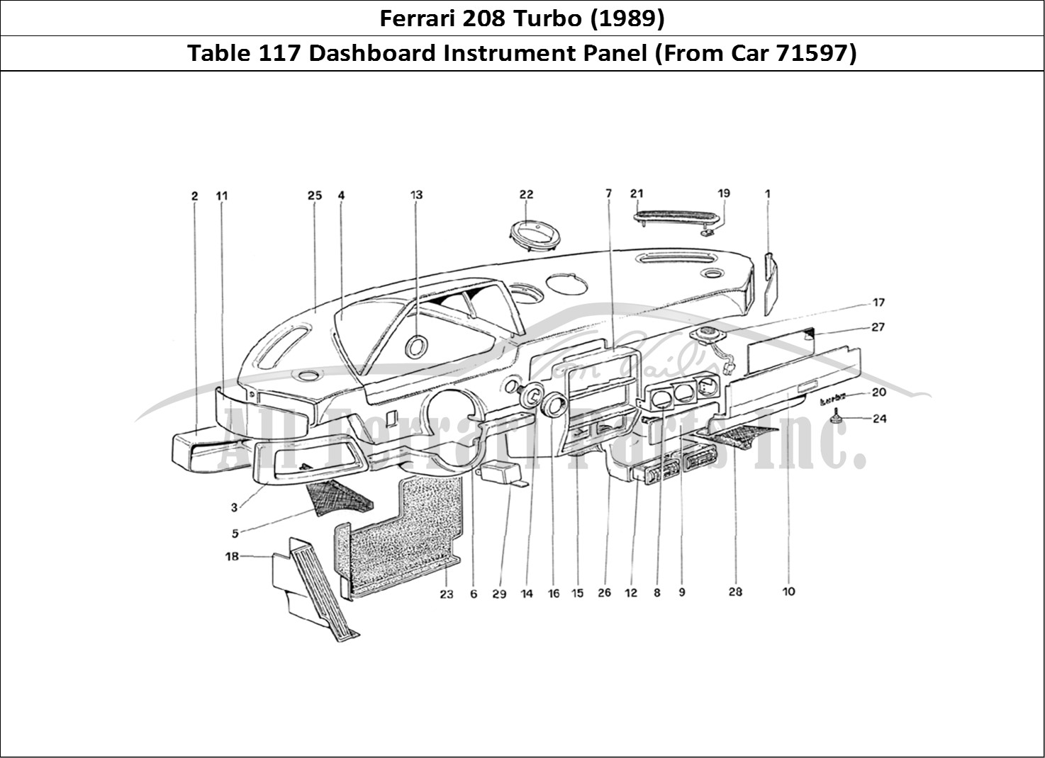 Ferrari Parts Ferrari 208 Turbo (1989) Page 117 Instruments Panel (From C