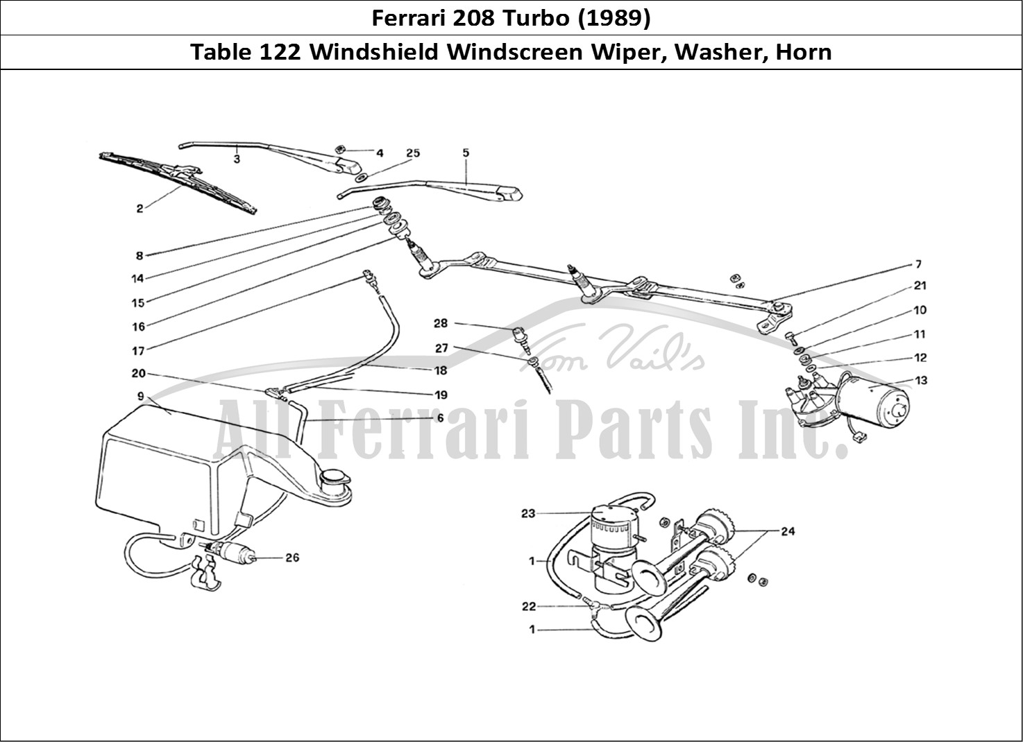 Ferrari Parts Ferrari 208 Turbo (1989) Page 122 Windshield Wiper, Washer