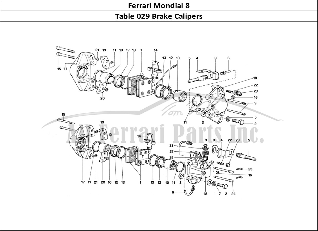 Ferrari Parts Ferrari Mondial 8 (1981) Page 029 Calipers for Front and Re