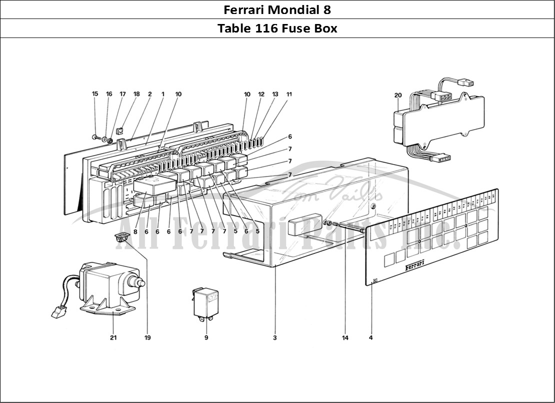 Ferrari Parts Ferrari Mondial 8 (1981) Page 116 Electrical Board