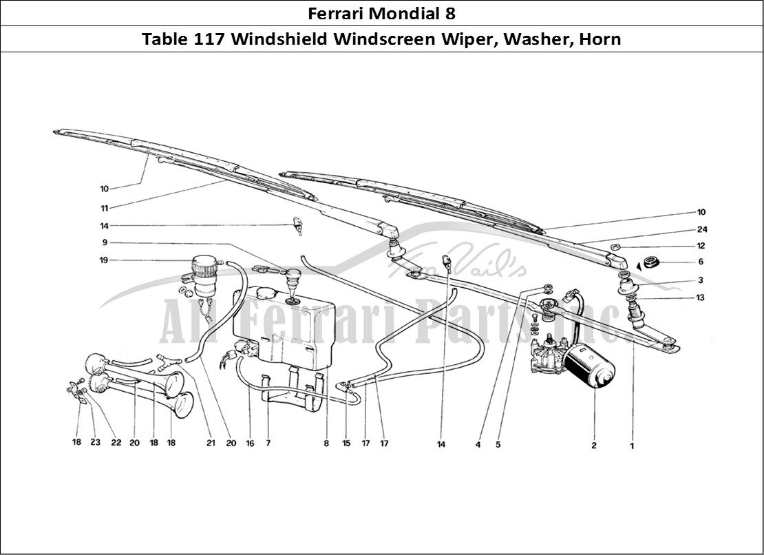 Ferrari Parts Ferrari Mondial 8 (1981) Page 117 Windshield Wiper, Washer