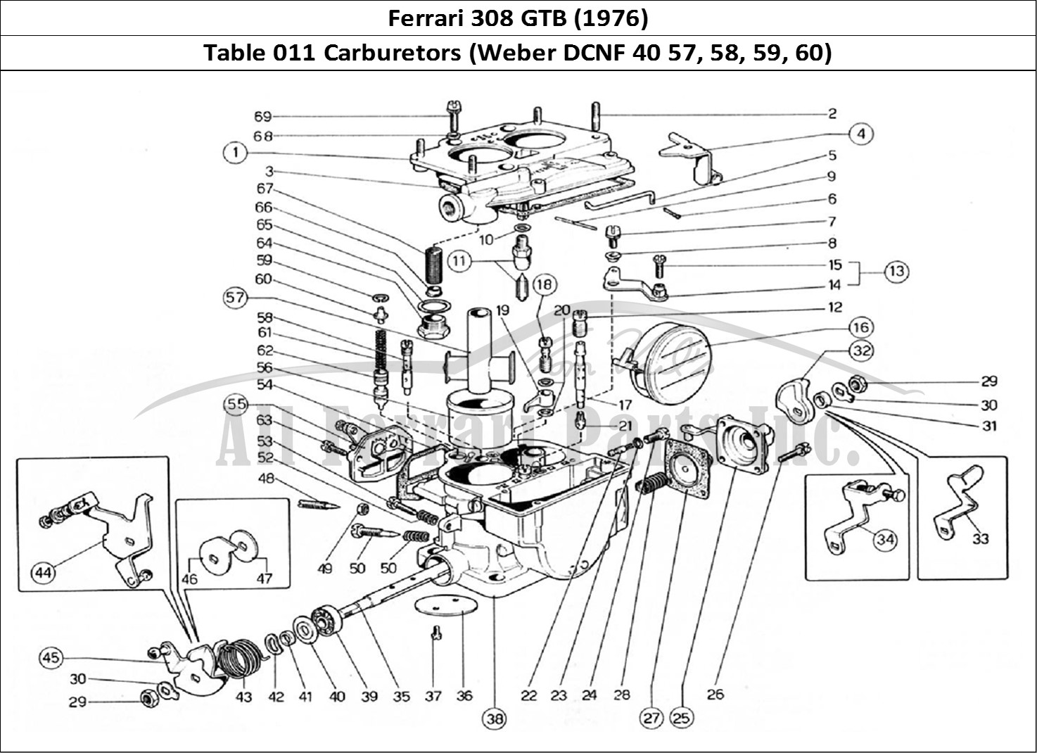 Ferrari Parts Ferrari 308 GTB (1976) Page 011 Carburettors (Weber 40 DC