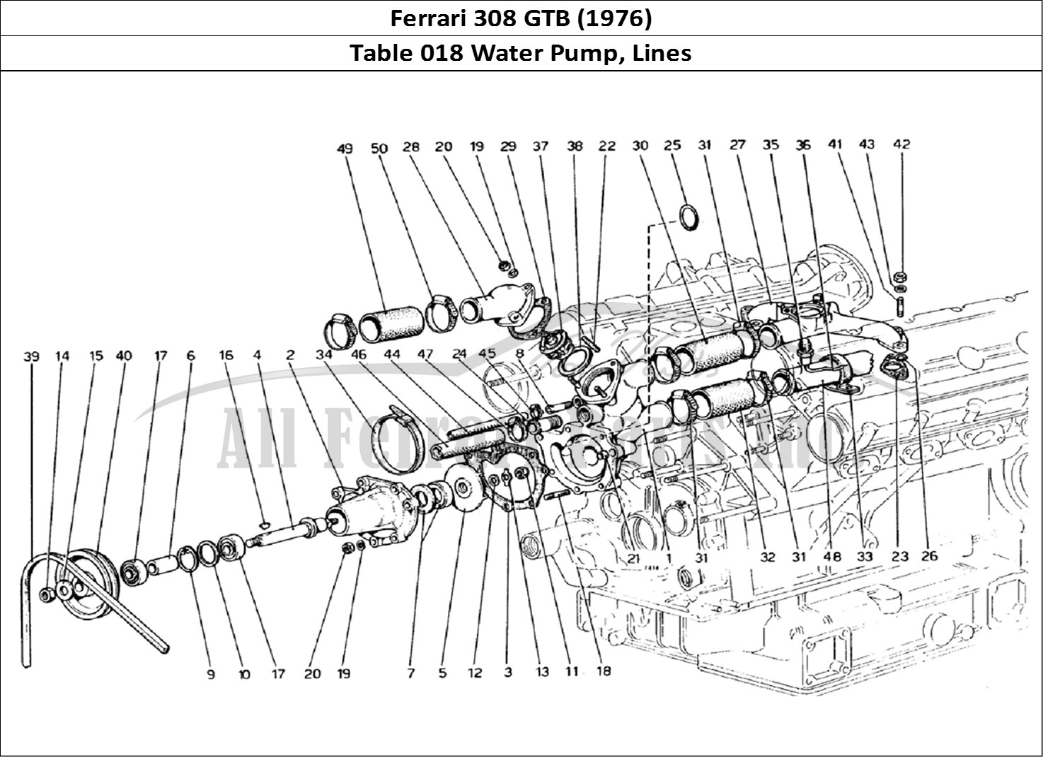 Ferrari Parts Ferrari 308 GTB (1976) Page 018 Water Pump and Pipings