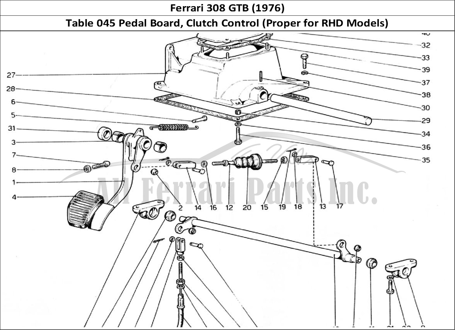 Ferrari Parts Ferrari 308 GTB (1976) Page 045 Pedal Board - Clutch Cont