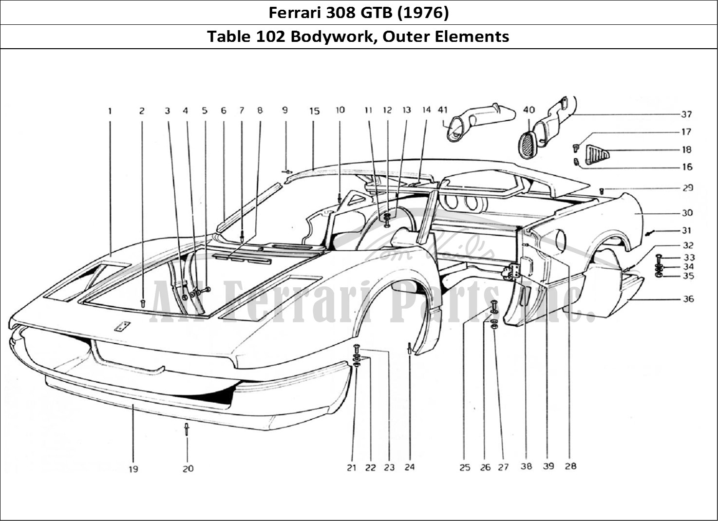 Ferrari Parts Ferrari 308 GTB (1976) Page 102 Body Shell - Outer Elemen