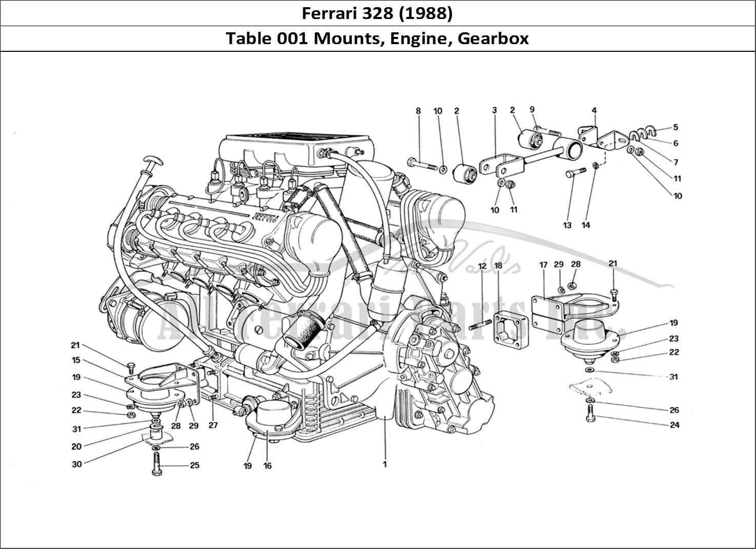 Ferrari Parts Ferrari 328 (1988) Page 001 Engine - Gearbox and Supp