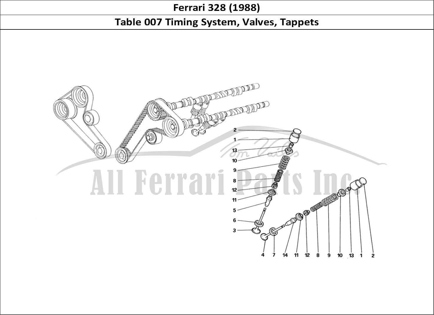Ferrari Parts Ferrari 328 (1988) Page 007 Timing System - Tappets