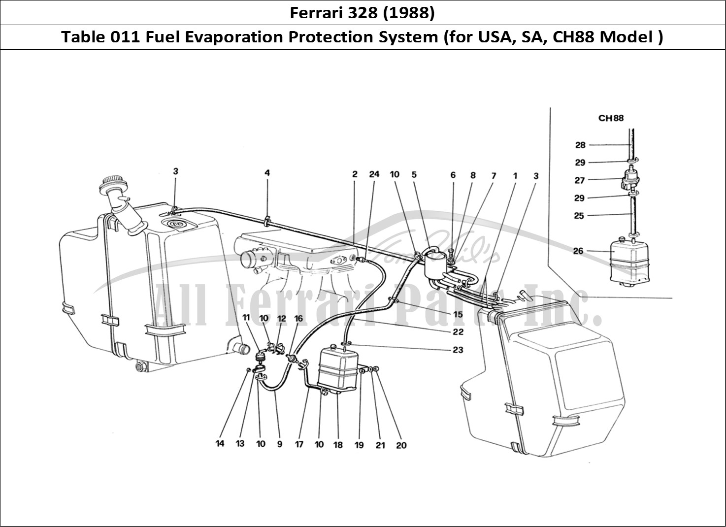 Ferrari Parts Ferrari 328 (1988) Page 011 Antievaporative Emission