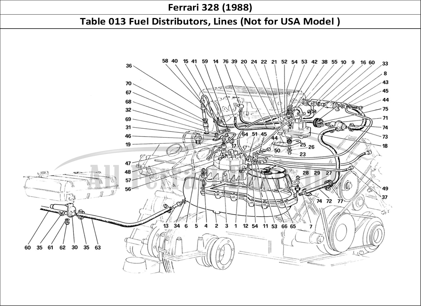 Ferrari Parts Ferrari 328 (1988) Page 013 Fuel Distributors Lines (