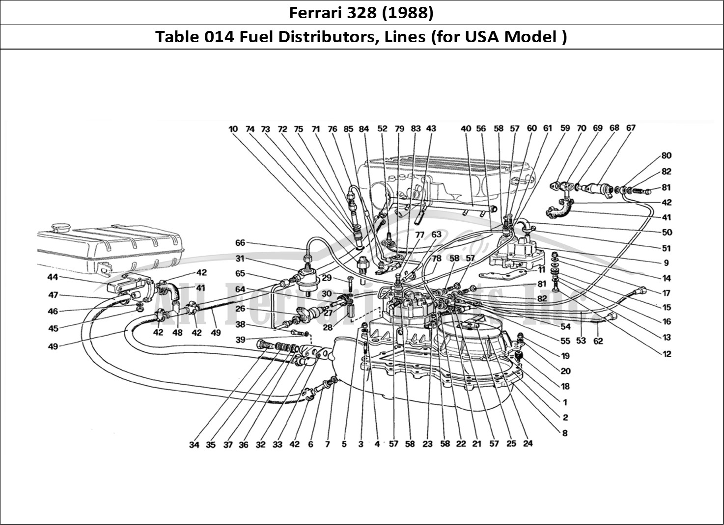 Ferrari Parts Ferrari 328 (1988) Page 014 Fuel Distributors Lines (