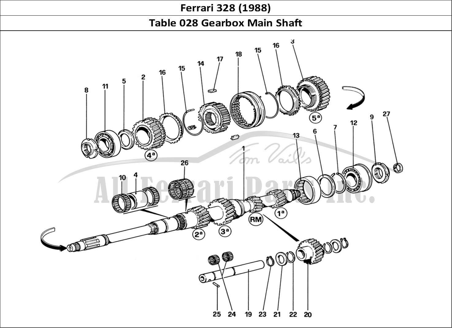 Ferrari Parts Ferrari 328 (1988) Page 028 Main Shaft Gears