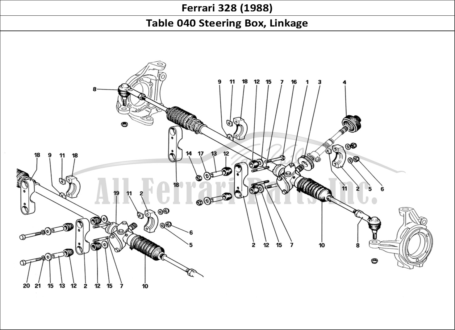 Ferrari Parts Ferrari 328 (1988) Page 040 Steering Box and Linkage