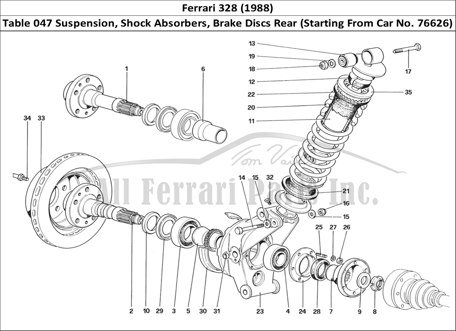 Ferrari Parts Ferrari 328 (1988) Page 047 Rear Suspension - Shock A