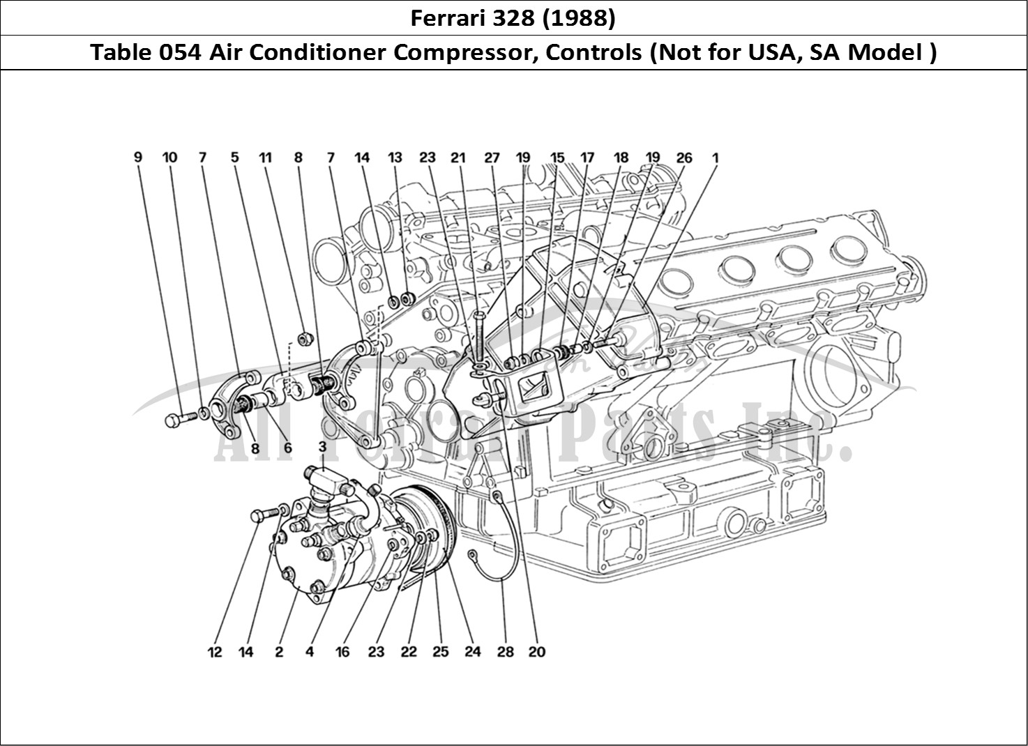 Ferrari Parts Ferrari 328 (1988) Page 054 Air Conditioning Compress