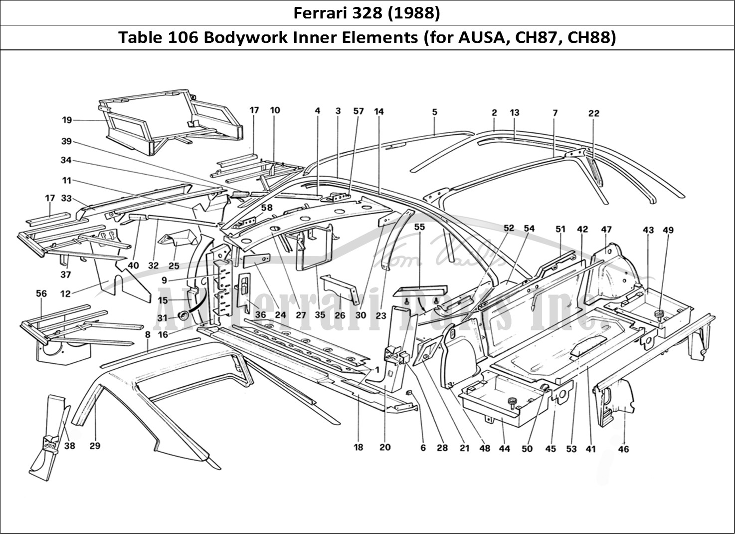 Ferrari Parts Ferrari 328 (1988) Page 106 Body Shell - Inner Elemen