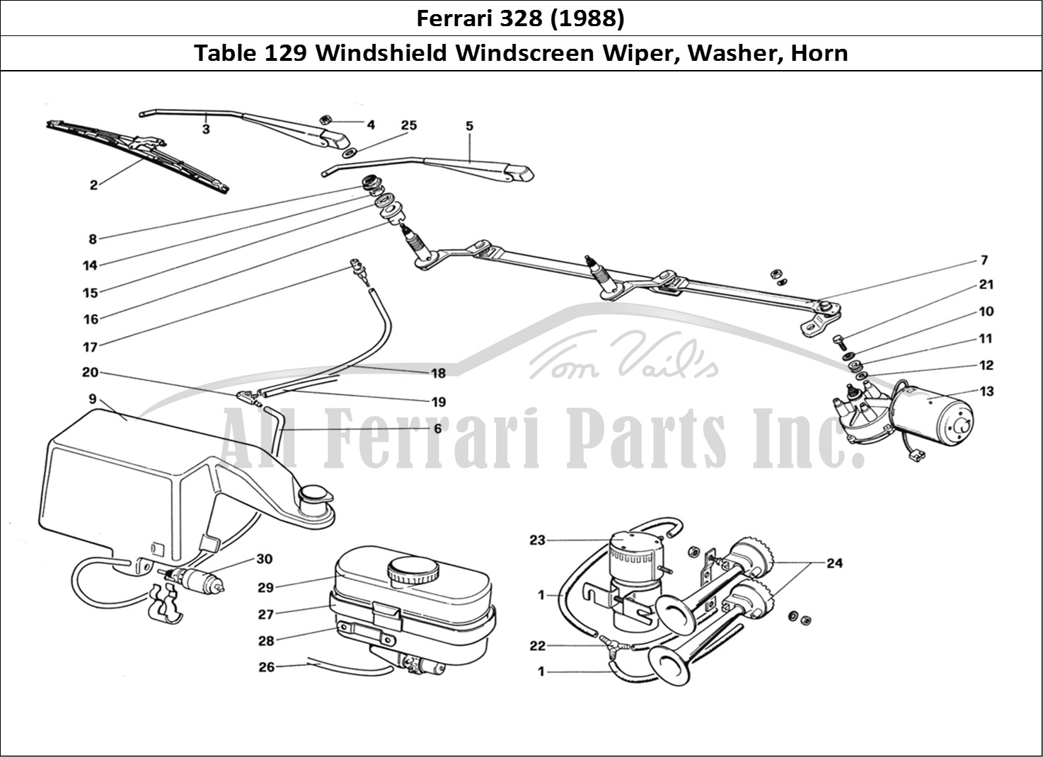 Ferrari Parts Ferrari 328 (1988) Page 129 Windshield Wiper, Washer