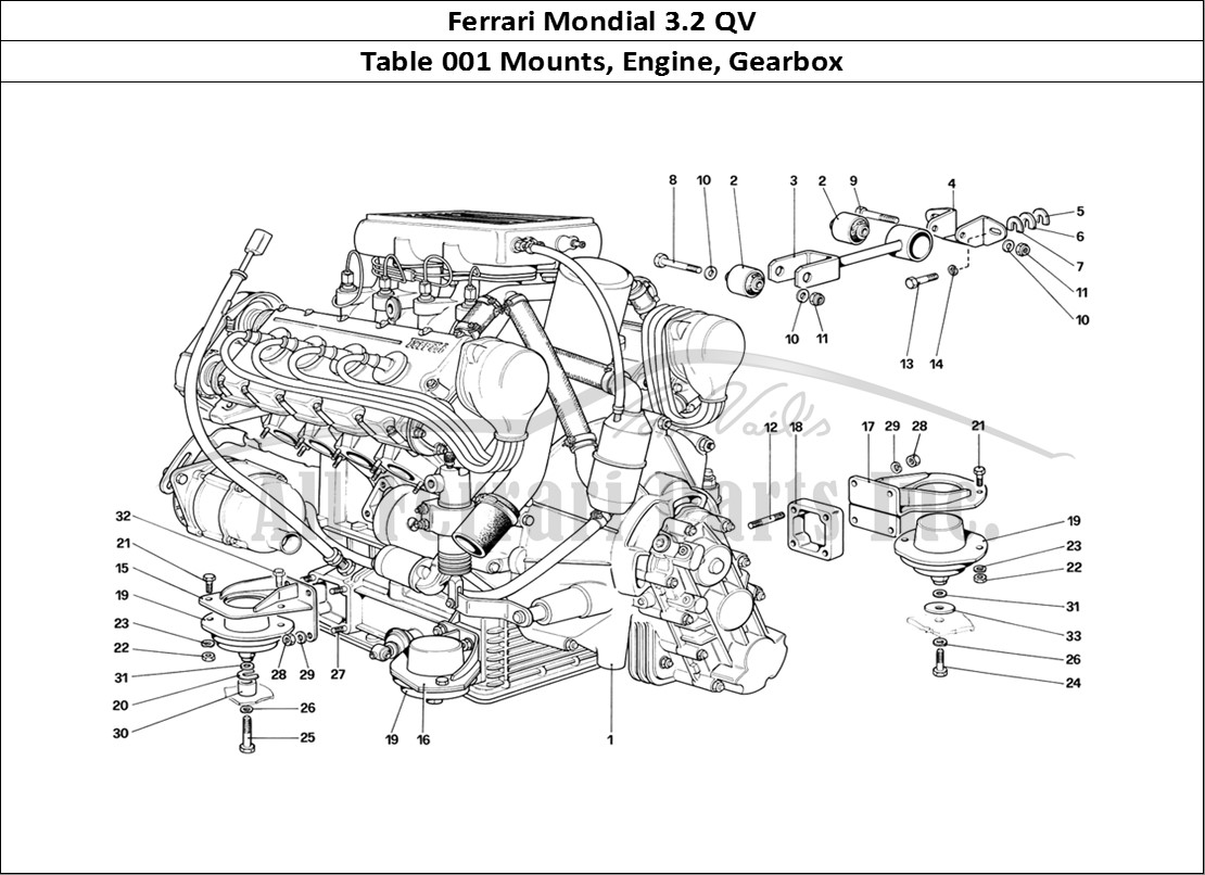 Ferrari Parts Ferrari Mondial 3.2 QV (1987) Page 001 Engine - Gearbox and Supp