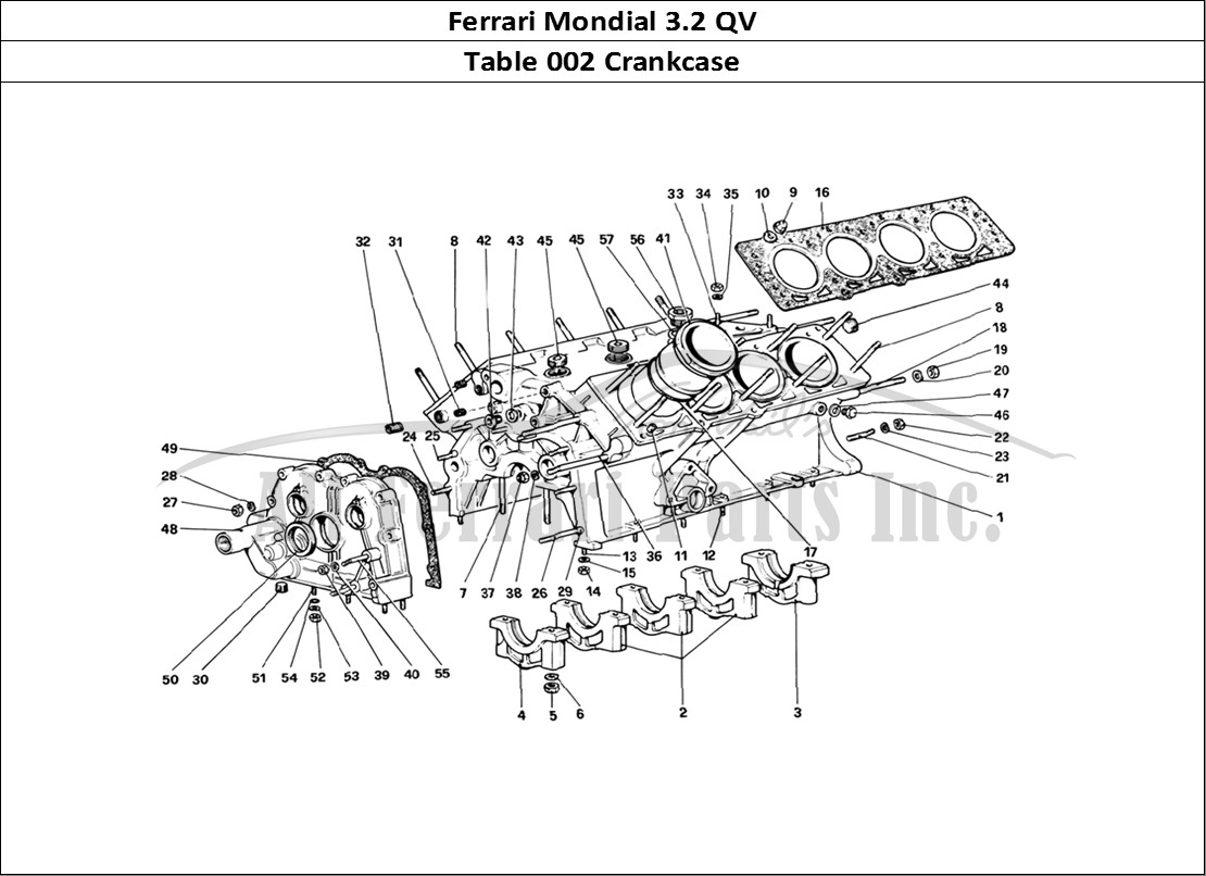 Ferrari Parts Ferrari Mondial 3.2 QV (1987) Page 002 Crankcase