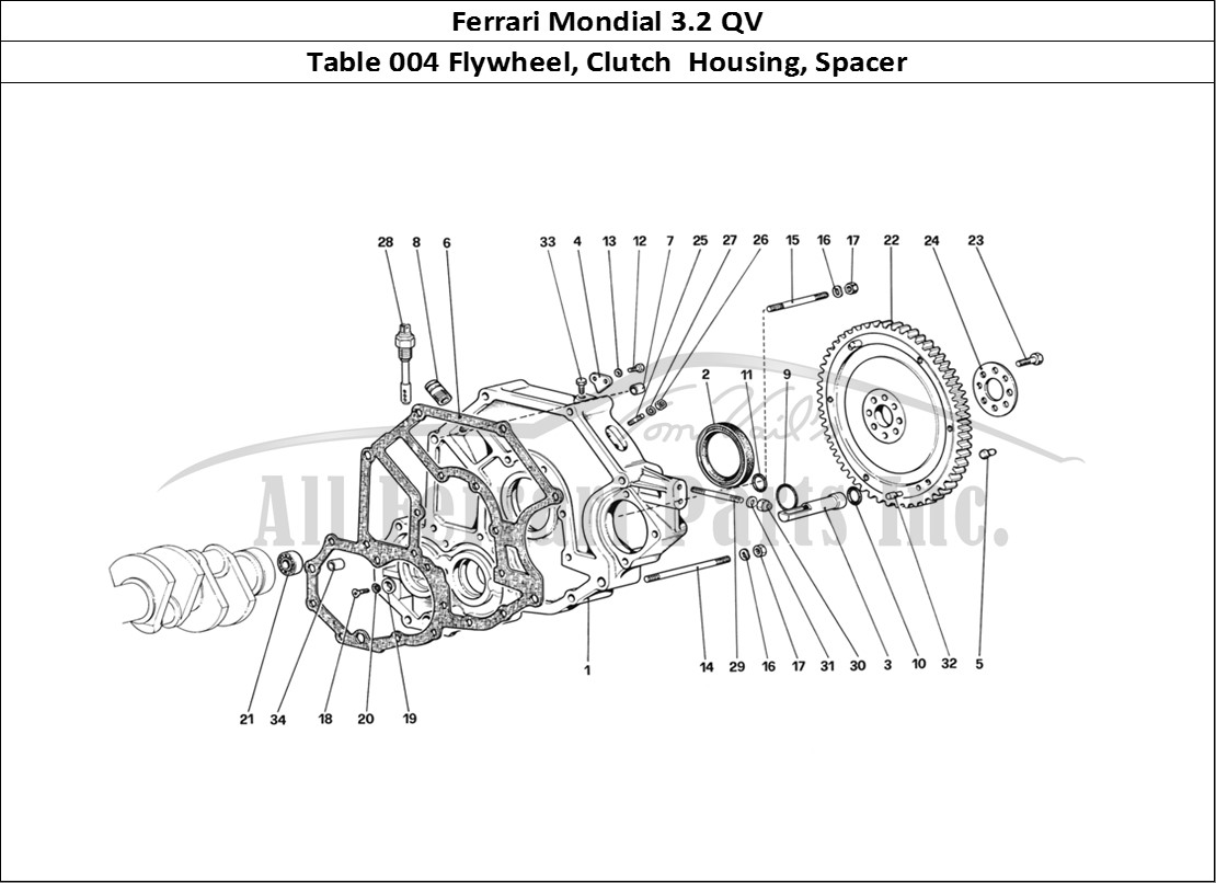 Ferrari Parts Ferrari Mondial 3.2 QV (1987) Page 004 Flywheel and Clutch HoUSi