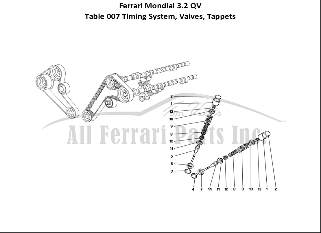 Ferrari Parts Ferrari Mondial 3.2 QV (1987) Page 007 Timing System - Tappets