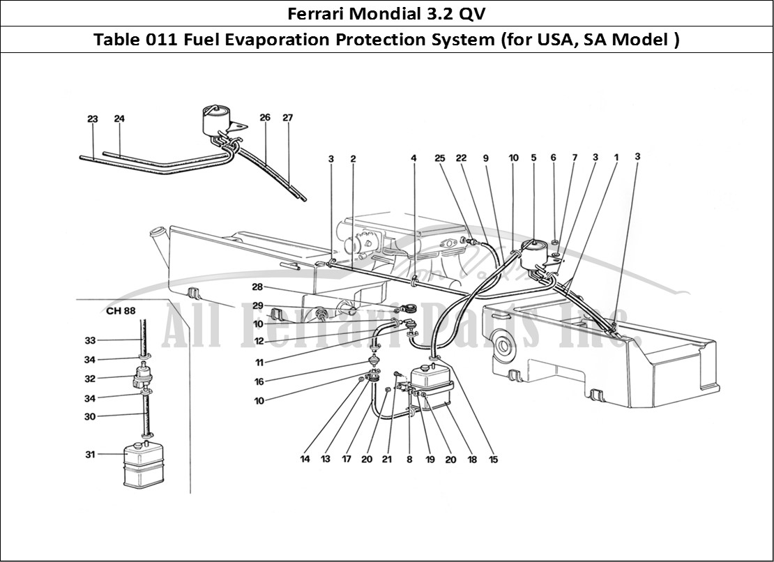 Ferrari Parts Ferrari Mondial 3.2 QV (1987) Page 011 Antievaporative Emission