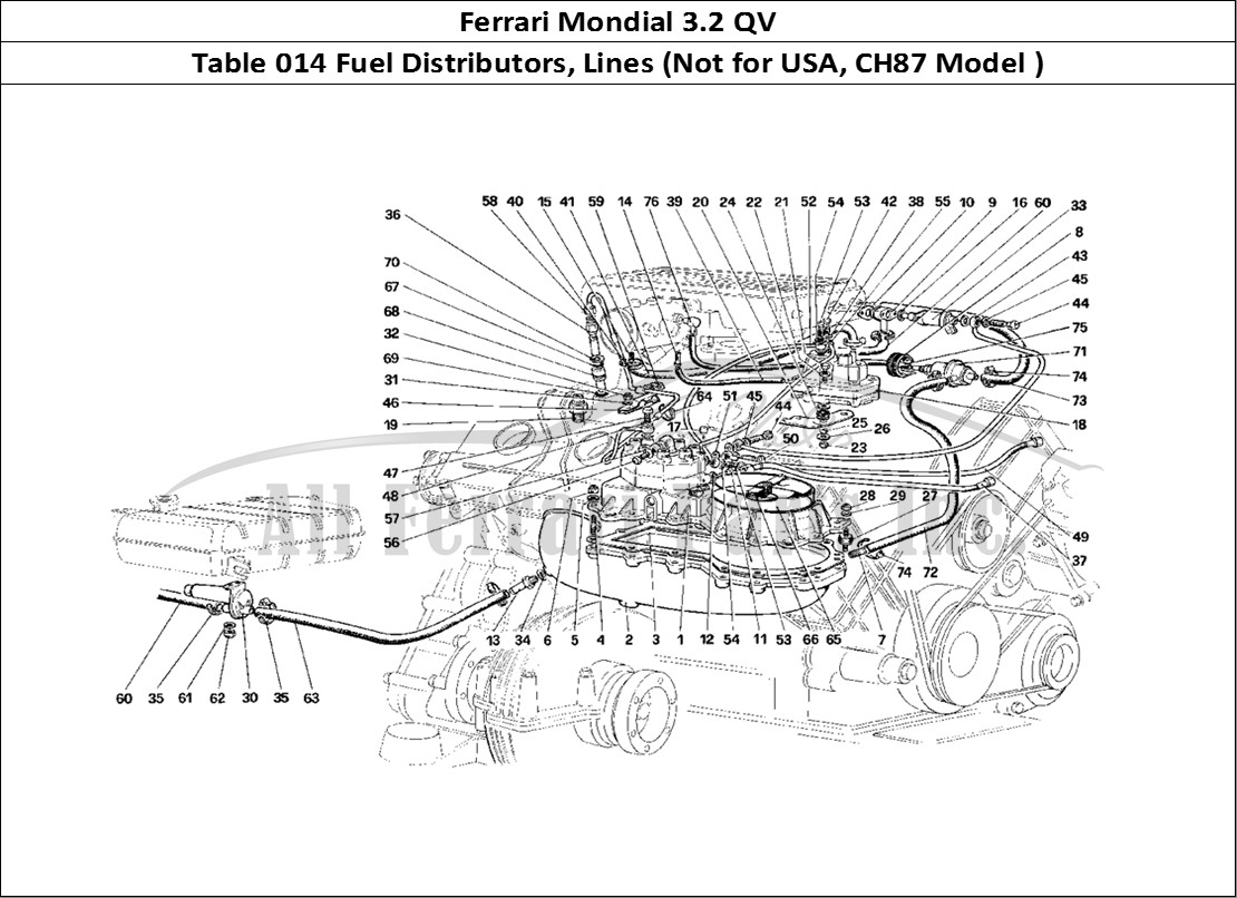 Ferrari Parts Ferrari Mondial 3.2 QV (1987) Page 014 Fuel Distributors Lines (