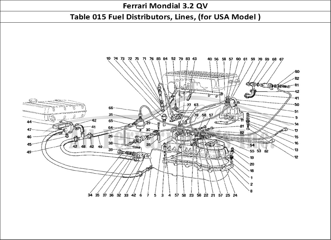 Ferrari Parts Ferrari Mondial 3.2 QV (1987) Page 015 Fuel Distributors Lines (