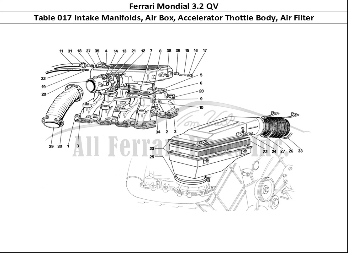 Ferrari Parts Ferrari Mondial 3.2 QV (1987) Page 017 Air Intake and Manifolds