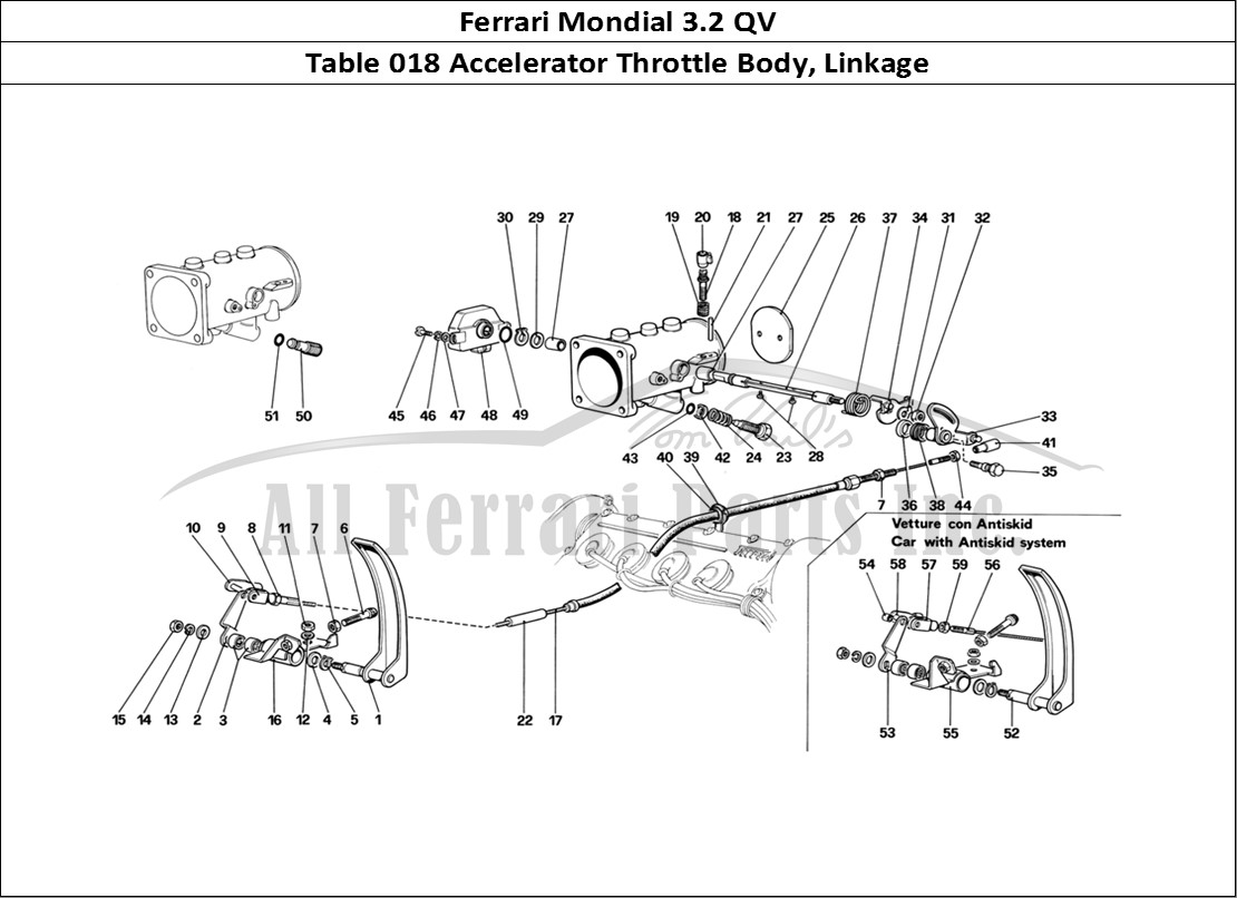 Ferrari Parts Ferrari Mondial 3.2 QV (1987) Page 018 Throttle HoUSing and Link