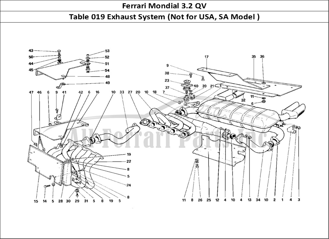Ferrari Parts Ferrari Mondial 3.2 QV (1987) Page 019 ExhaUSt System (Not For U