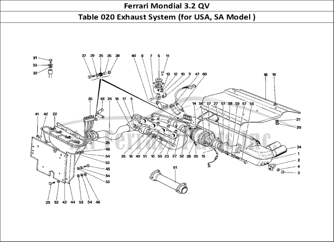 Ferrari Parts Ferrari Mondial 3.2 QV (1987) Page 020 ExhaUSt System (For US an