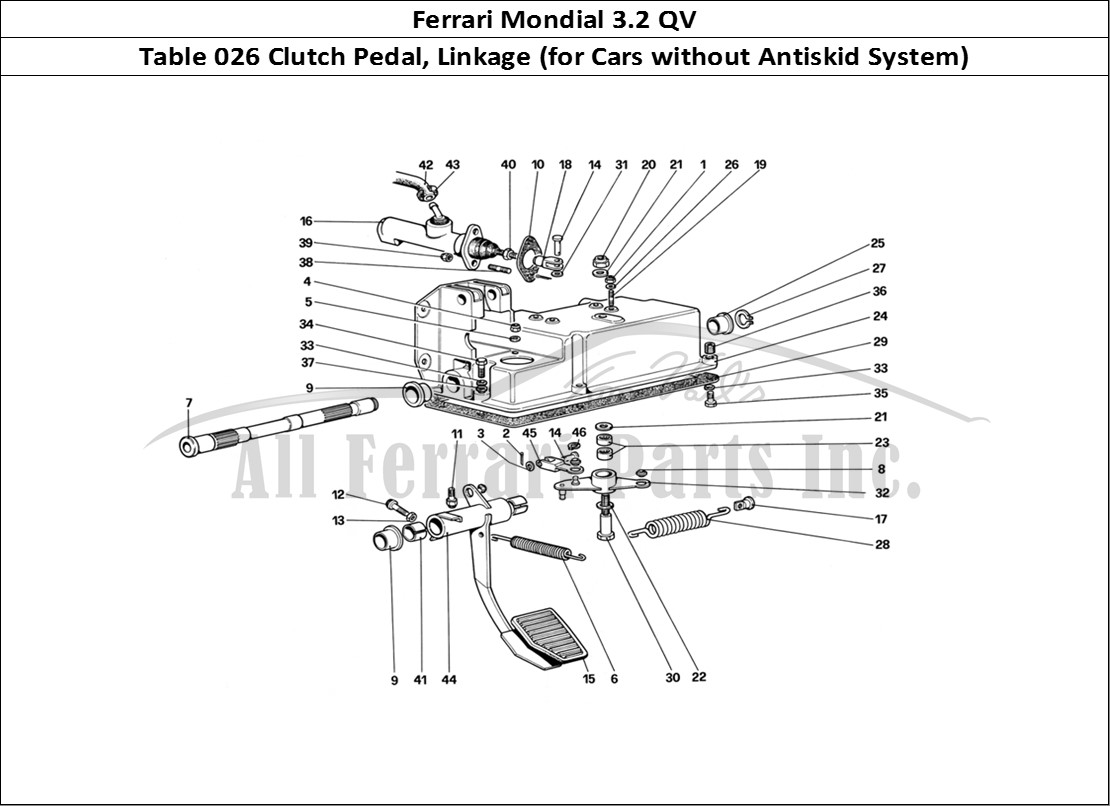Ferrari Parts Ferrari Mondial 3.2 QV (1987) Page 026 Clutch Release Control (F