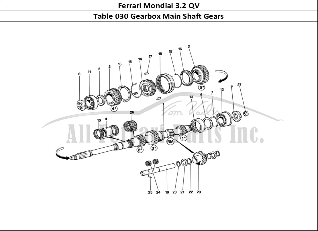 Ferrari Parts Ferrari Mondial 3.2 QV (1987) Page 030 Main Shaft Gears
