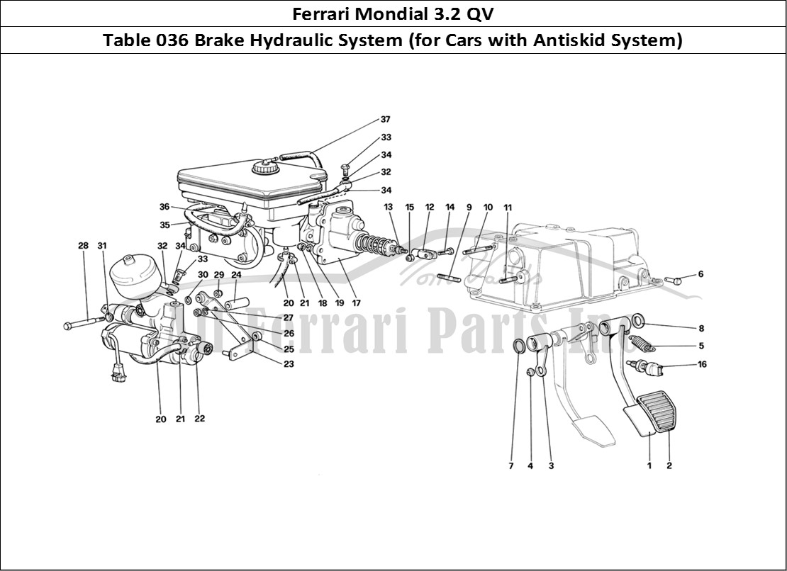 Ferrari Parts Ferrari Mondial 3.2 QV (1987) Page 036 Brake Hydraulic System (F