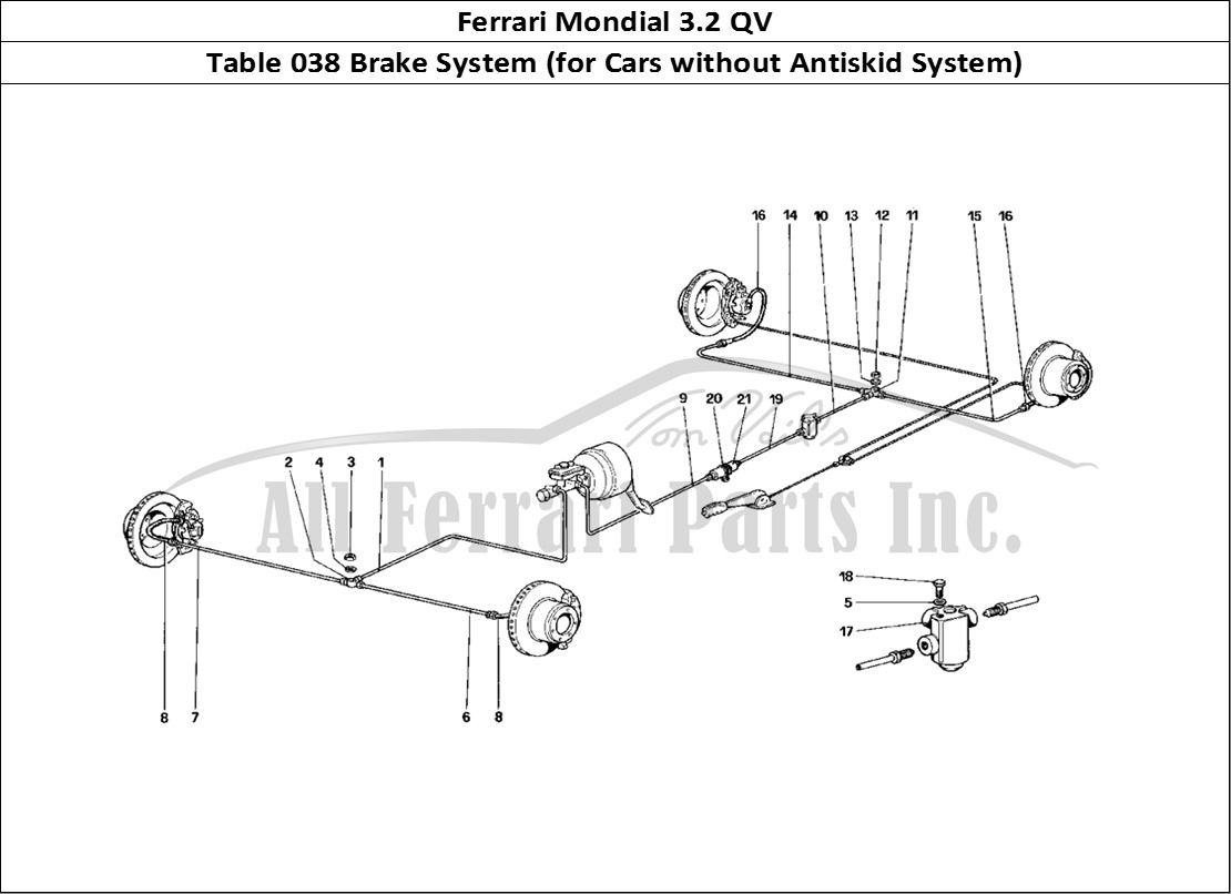 Ferrari Parts Ferrari Mondial 3.2 QV (1987) Page 038 Brake System (For Car Wit