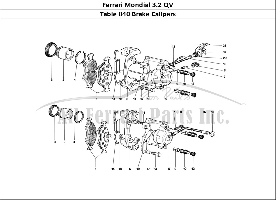 Ferrari Parts Ferrari Mondial 3.2 QV (1987) Page 040 Calipers For Front and Re