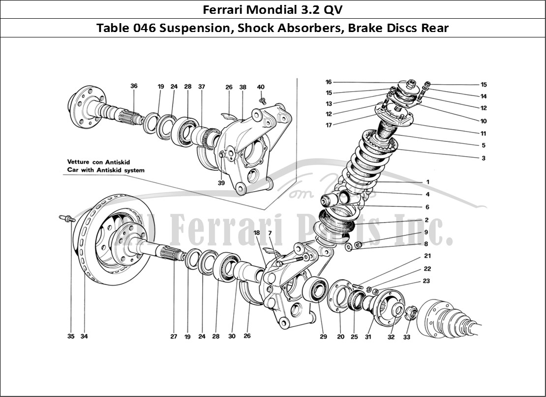 Ferrari Parts Ferrari Mondial 3.2 QV (1987) Page 046 Rear Suspension - Shock A