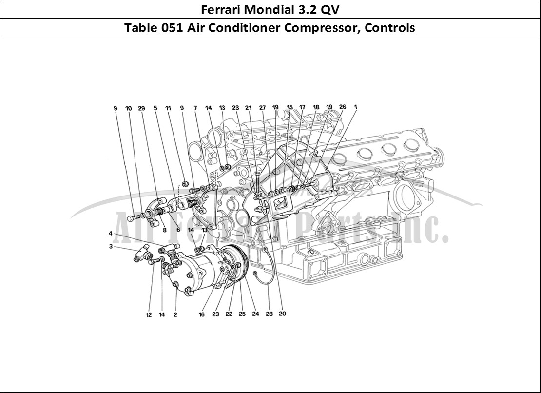 Ferrari Parts Ferrari Mondial 3.2 QV (1987) Page 051 Air Conditioning Compress