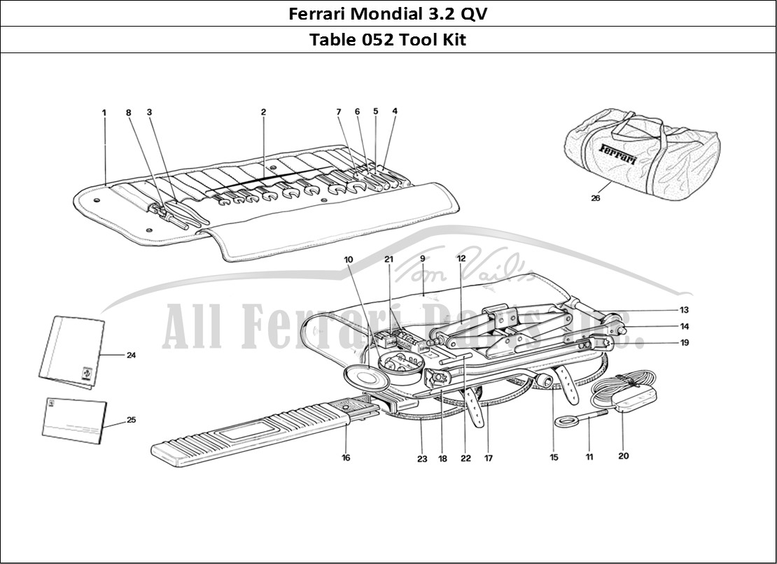 Ferrari Parts Ferrari Mondial 3.2 QV (1987) Page 052 Tool - Kit