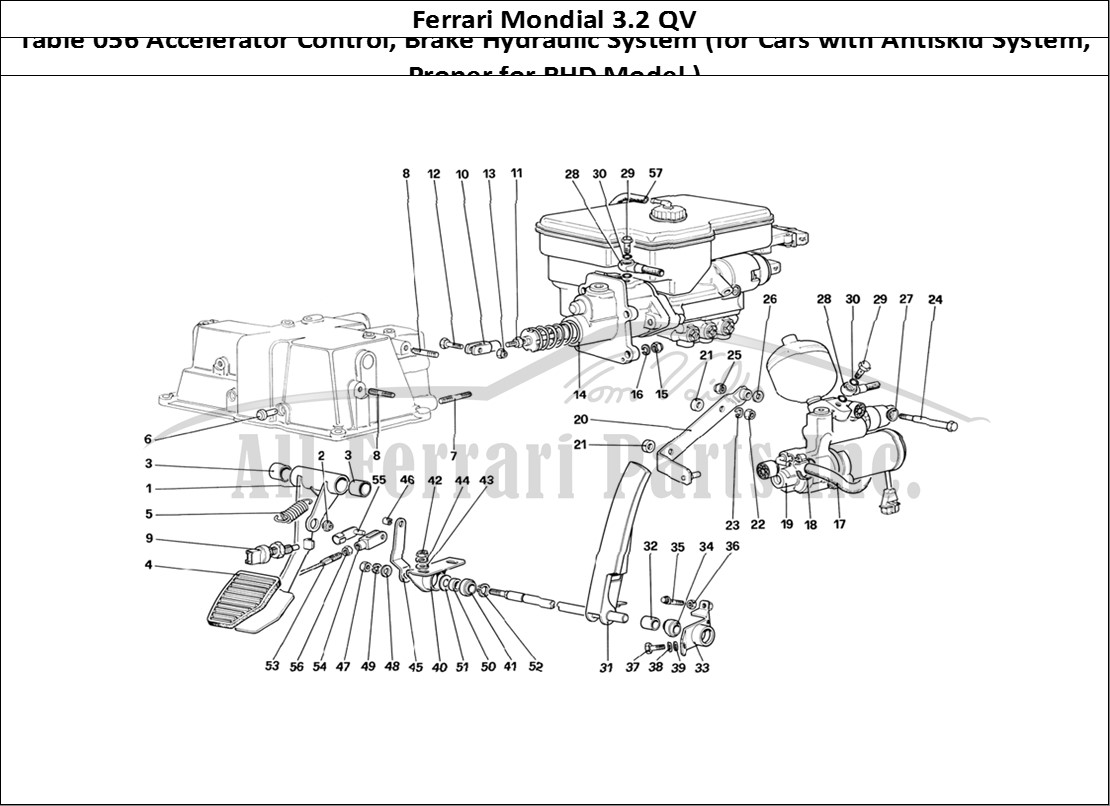 Ferrari Parts Ferrari Mondial 3.2 QV (1987) Page 056 Throttle Control and Brak