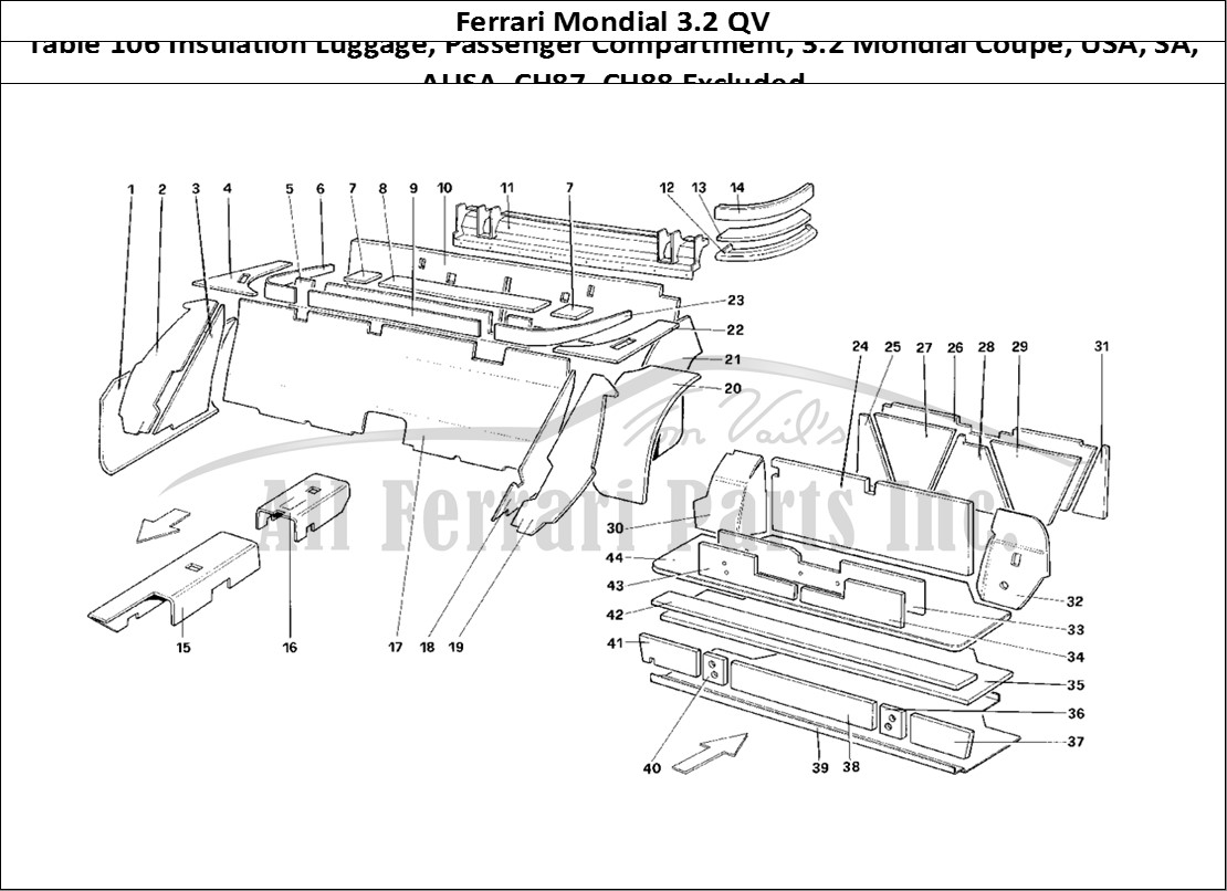 Ferrari Parts Ferrari Mondial 3.2 QV (1987) Page 106 Luggage and Passenger Com