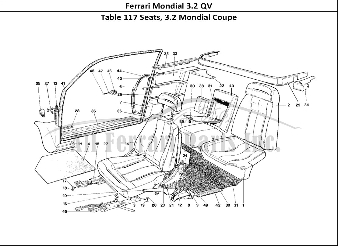 Ferrari Parts Ferrari Mondial 3.2 QV (1987) Page 117 Seats - 3.2 Mondial Coupe