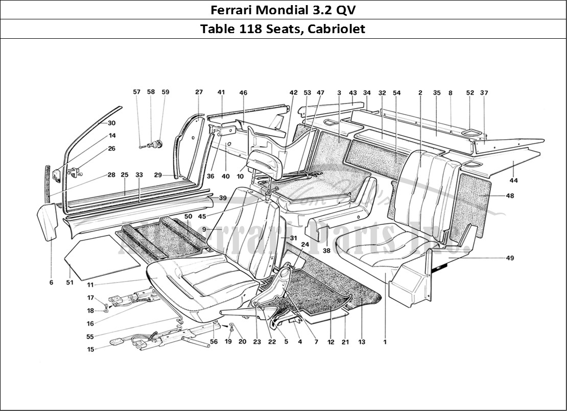 Ferrari Parts Ferrari Mondial 3.2 QV (1987) Page 118 Seats - Cabriolet