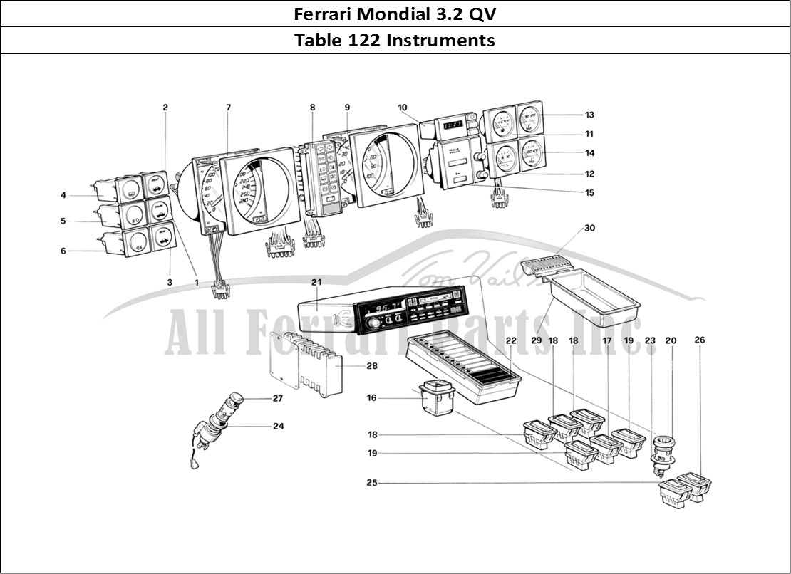 Ferrari Parts Ferrari Mondial 3.2 QV (1987) Page 122 Instruments