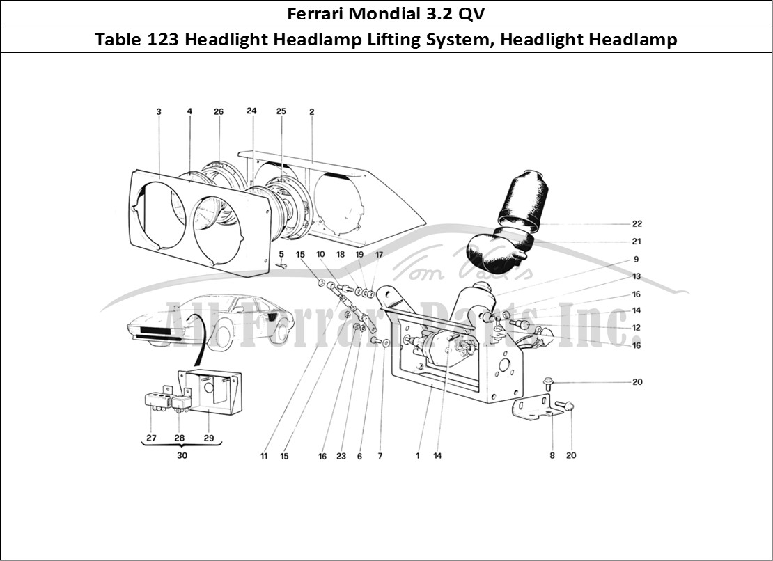 Ferrari Parts Ferrari Mondial 3.2 QV (1987) Page 123 Headlights Lifting Device