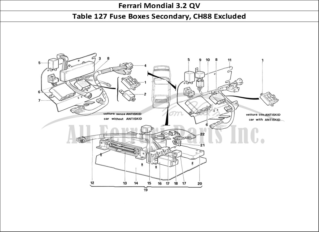 Ferrari Parts Ferrari Mondial 3.2 QV (1987) Page 127 Secondary Electrical Boar