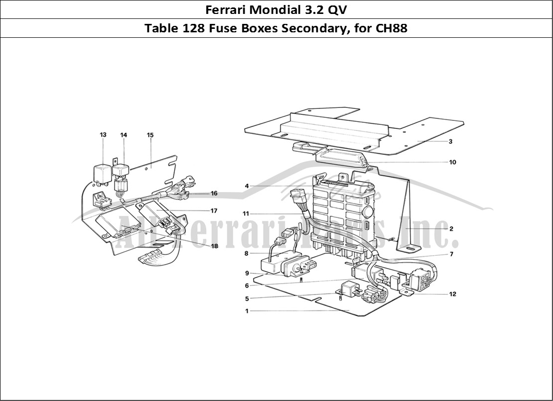 Ferrari Parts Ferrari Mondial 3.2 QV (1987) Page 128 Secondary Electrical Boar