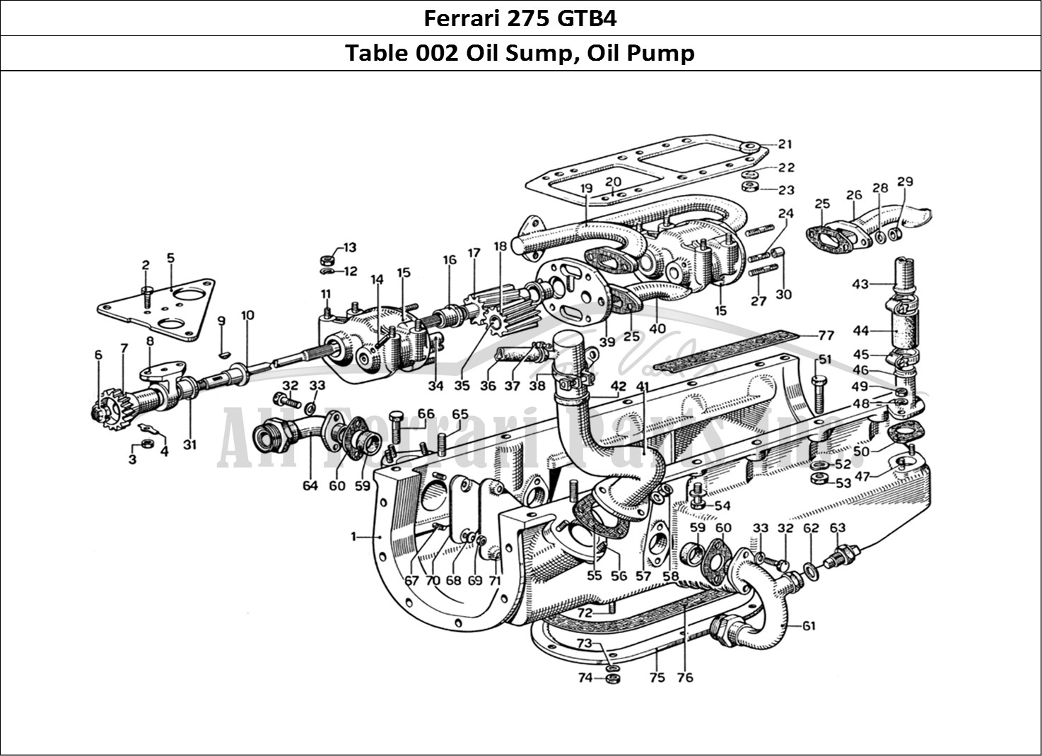 Ferrari Parts Ferrari 275 GTB4 Page 002 Oil Sump and Scavenge Pum