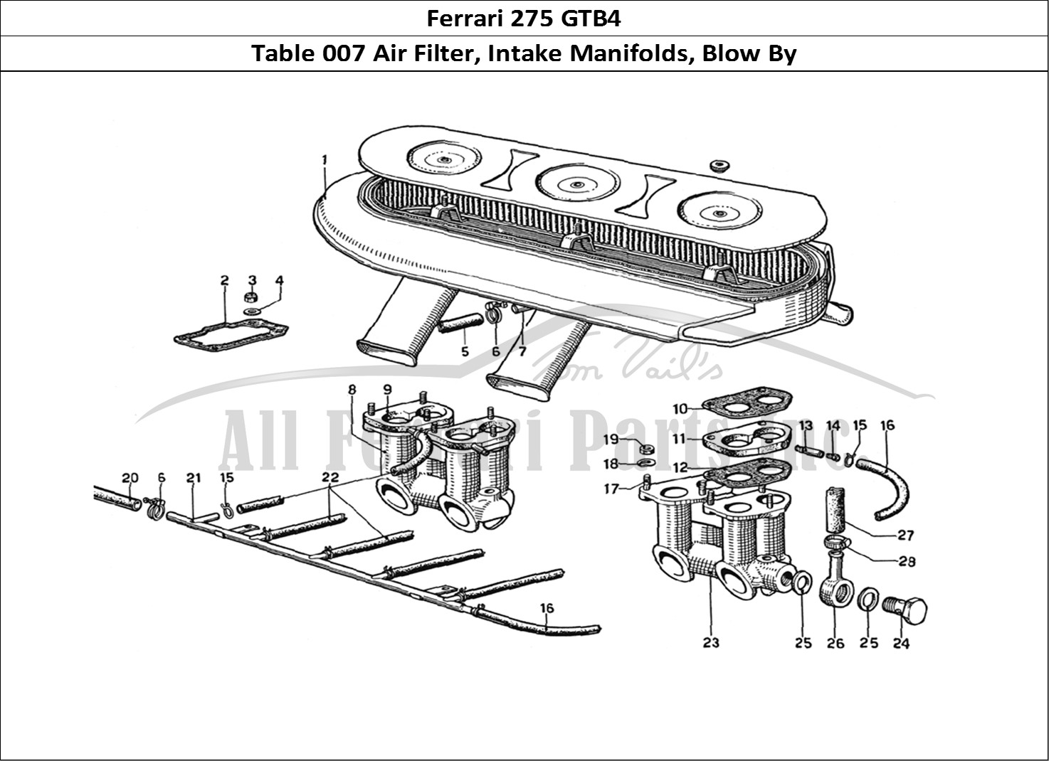 Ferrari Parts Ferrari 275 GTB4 Page 007 Air Filter - Manifolds -